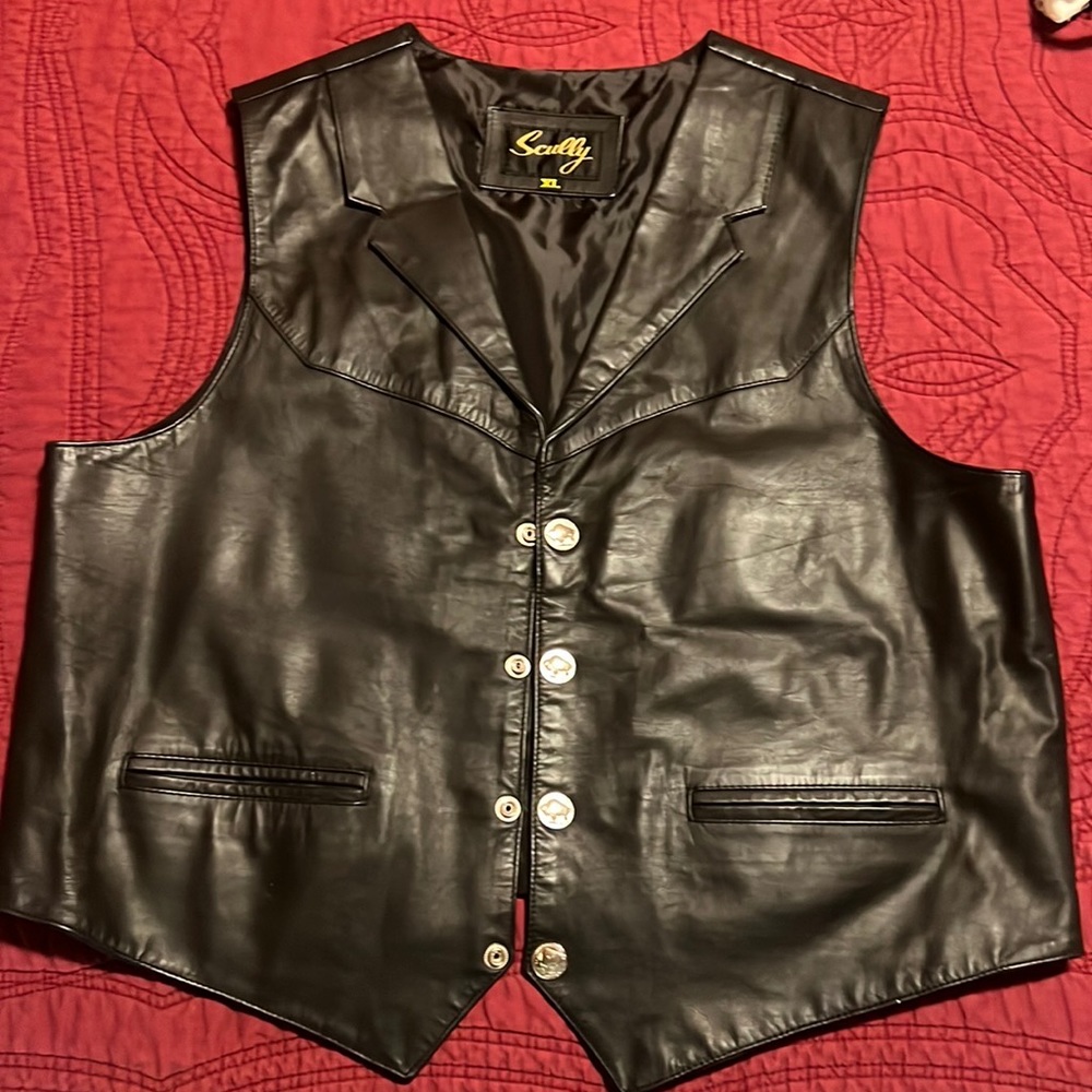 Scully Black Leather Vest XL